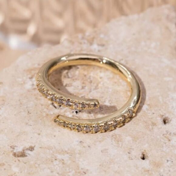 Zirconia Open Twist Wrap Ring 925 Stamped Gold Rose Gold or Sterling Silver - Picture 6 of 14